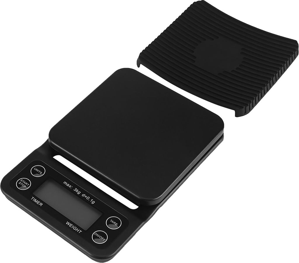 3KG/0.1g Digitale Küchenwaage Tropfkaffee Wiegen mit Timer (bläulich-violette Hintergrundbeleuchtung)
