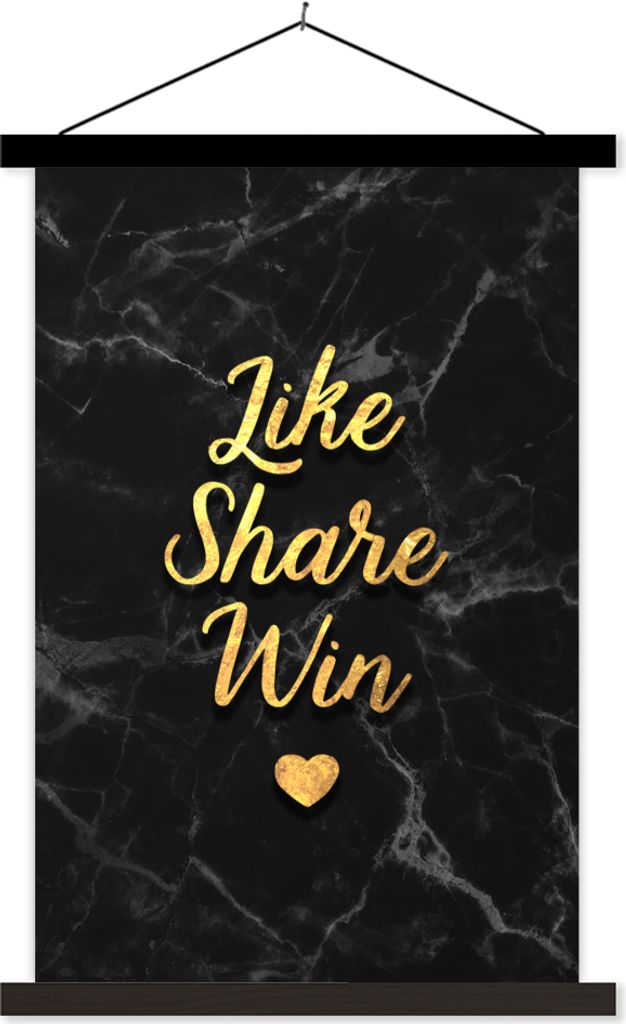 MuchoWow Textilposter Aktion - Gewinnen - Gold - Murmel 60x90 cm mit schwarzem Rahmen - Poster Wohnzimmer