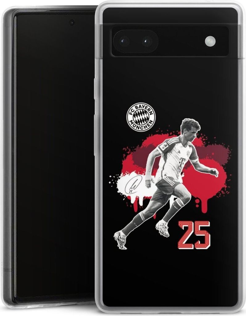 DeinDesign Slim Hülle für Google Pixel 6a Silikon Case Ultra Dünn Handyhülle FC Bayern München Offizielles Lizenzprodukt Thomas Müller