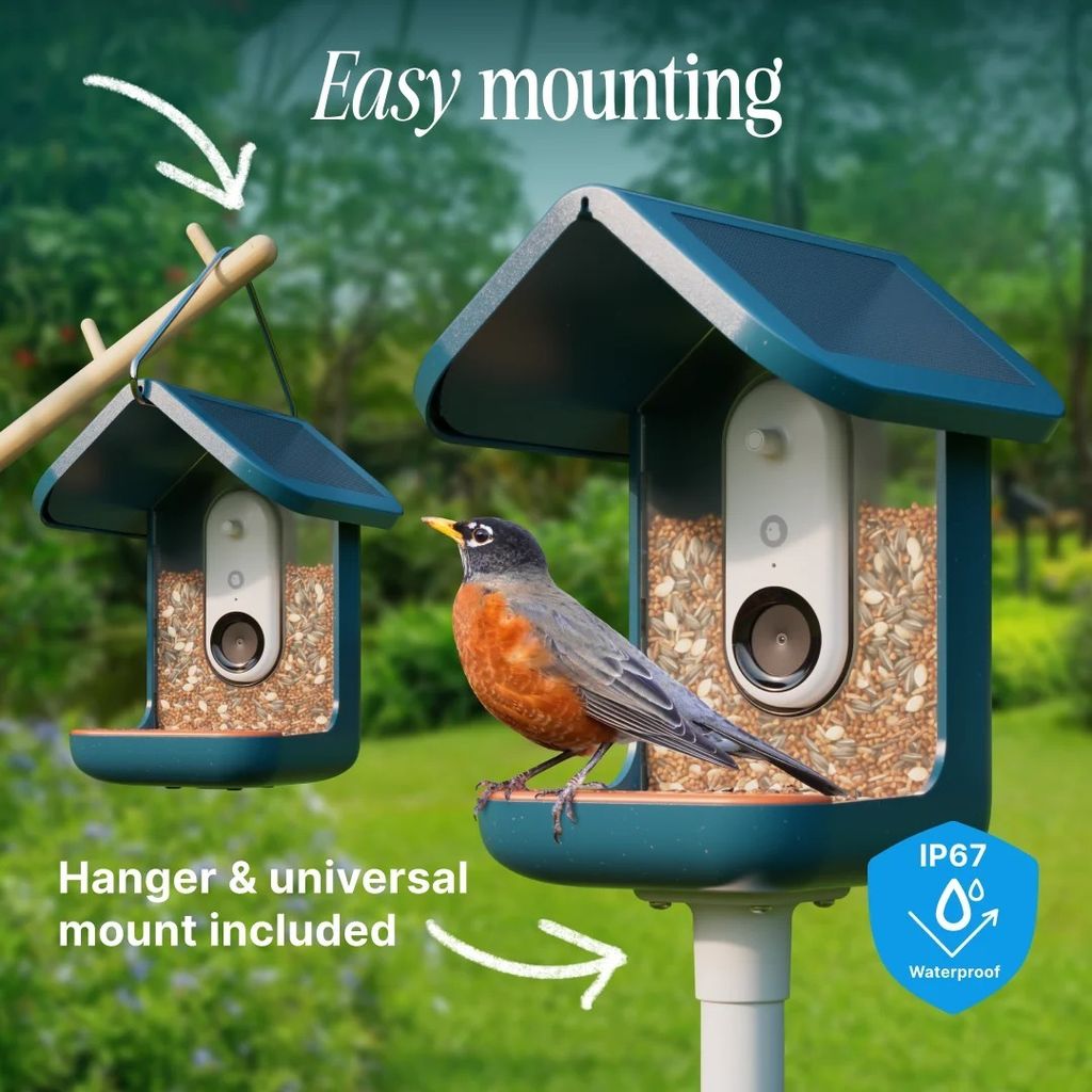Smart Bird Feeder Mit Kamera & Badewanne – 3-in-1 Vogelfutterstation, AI-Erkennung, Echtzeit-Benachrichtigungen – IP65, Geschenk Für Vogelliebhaber