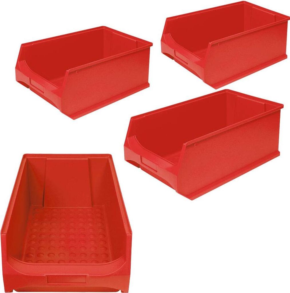 4x Sichtbox"PROFI" LB 2, LxBxH 500x300x200 mm, Inhalt 21 Liter, rot