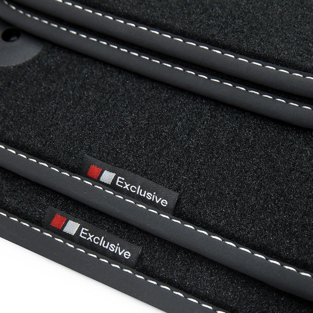 Exclusive Design Fußmatten passend für Audi A6 GH / S6 GH e-tron ab Bj. 09/2024-, Naht:Silber. Deluxe Velours