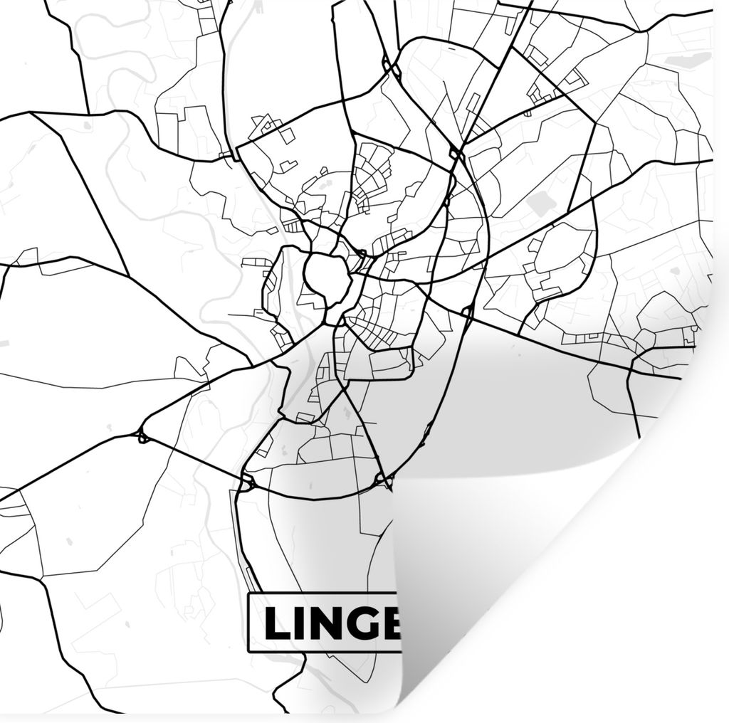 MuchoWow Wandtattoo Wandsticker Wandaufkleber Lingen - Stadtplan - Karte 80x80 cm Selbstklebend und Repositionierbar - Wierderverwendbar - Selbst...