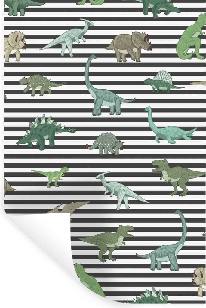 MuchoWow Wandtattoo Wandsticker Wandaufkleber Kinderzimmer - Schwarz - Dinosaurier - Jungen - Mädchen - Kinder 60x90 cm Selbstklebend und Reposi...