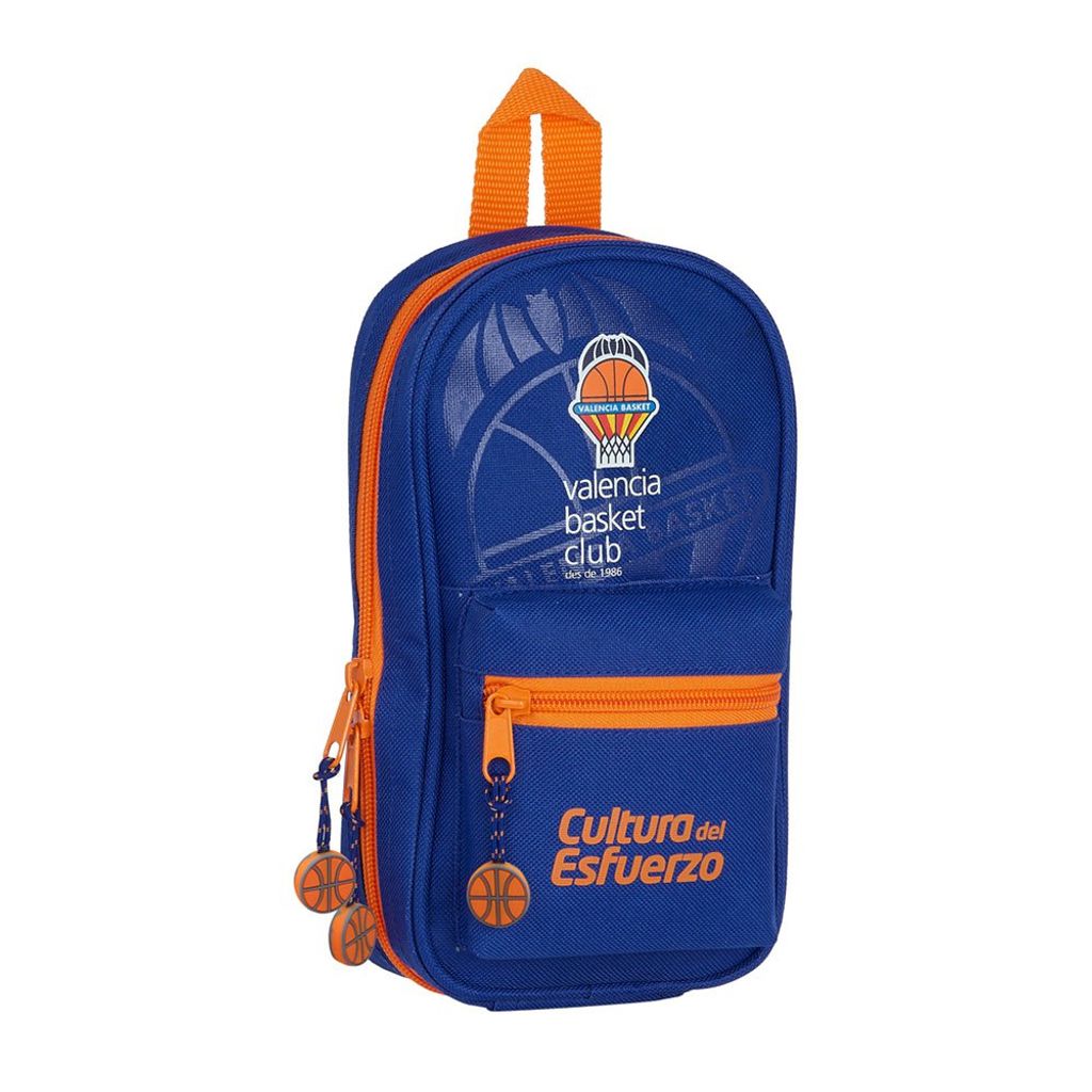 Rucksack mit Federtaschen Valencia Basket Blau Orange