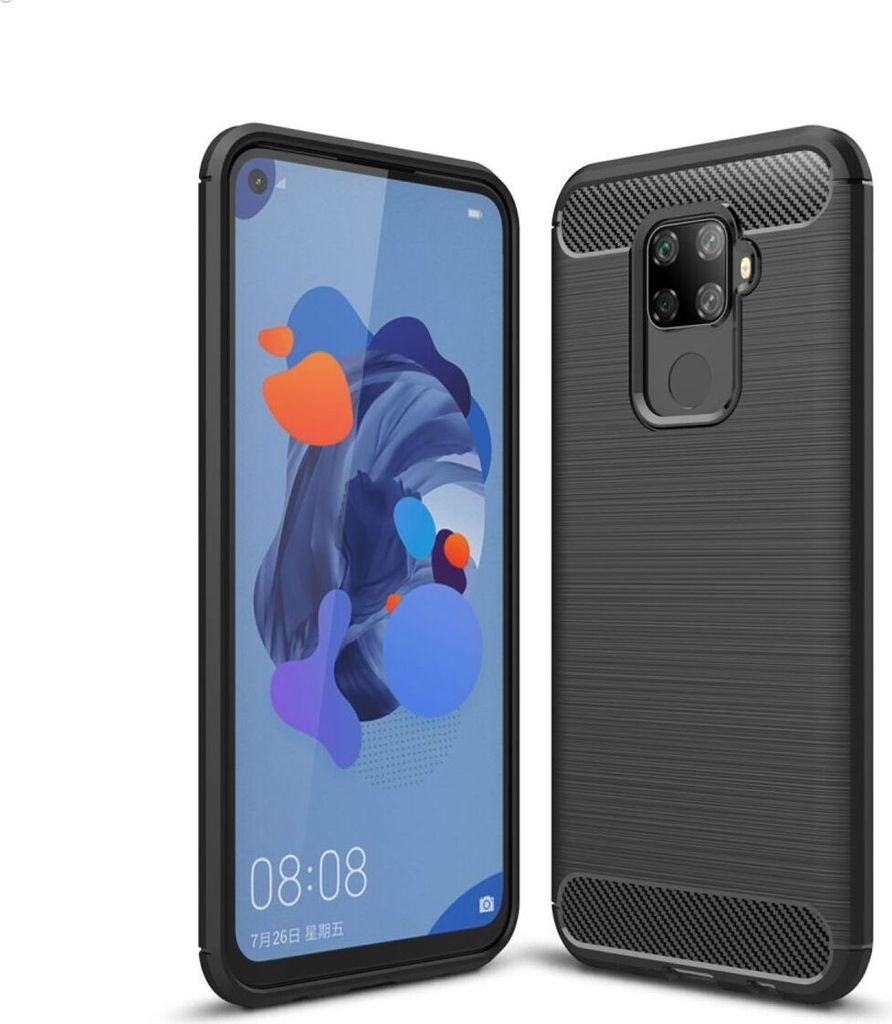 Schutzhülle Handyhülle für Huawei Mate 30 Lite Case Cover Carbon Optik Schwarz