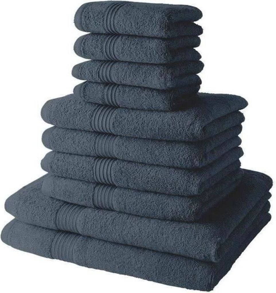 Badetuch Set 10-teilig, 100% Baumwolle, Denim, 4 Handtücher 30x50 cm, 4 Handtücher 50x90 cm, 2 Badetücher 70x130 cm