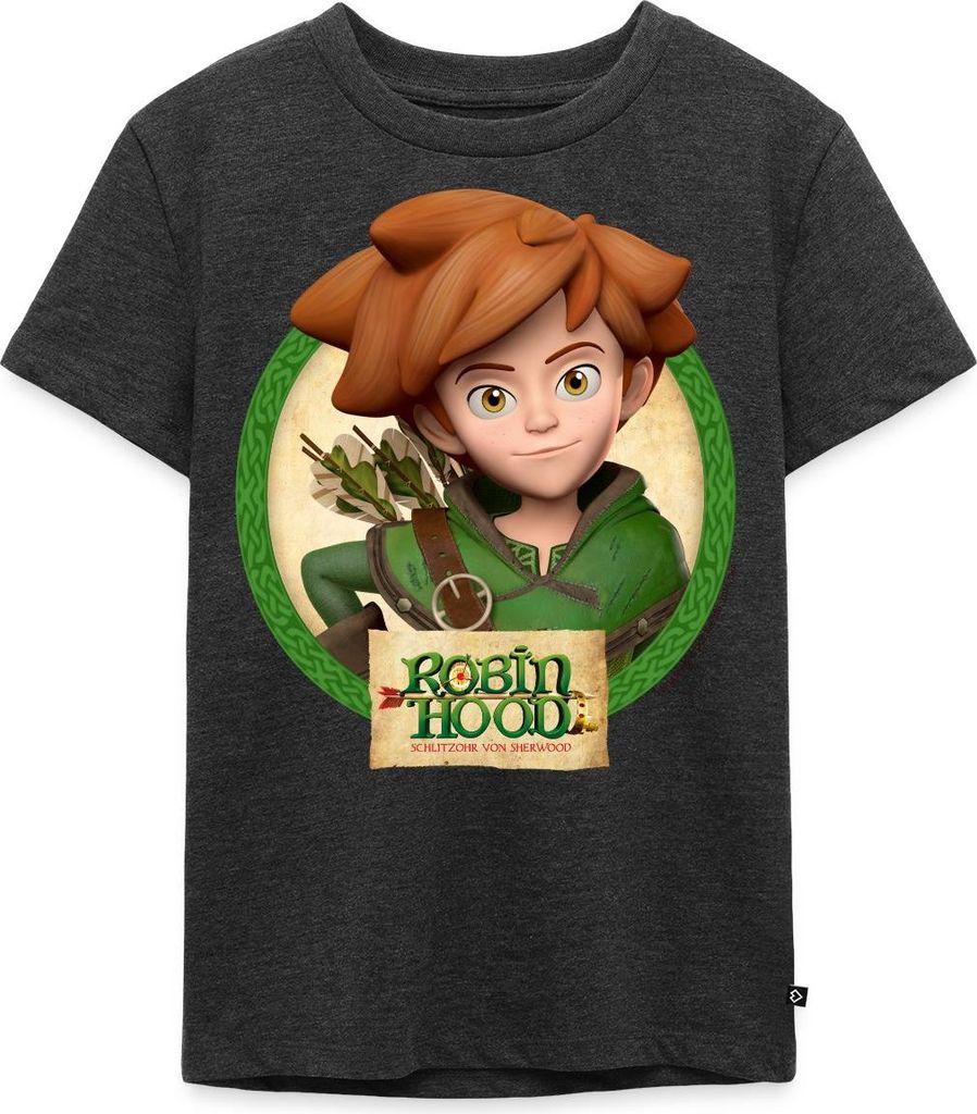 Spreadshirt Robin Hood Schlitzohr Von Sherwood Porträt Kinder Premium T-Shirt, 122/128 (6 Jahre), Anthrazit meliert