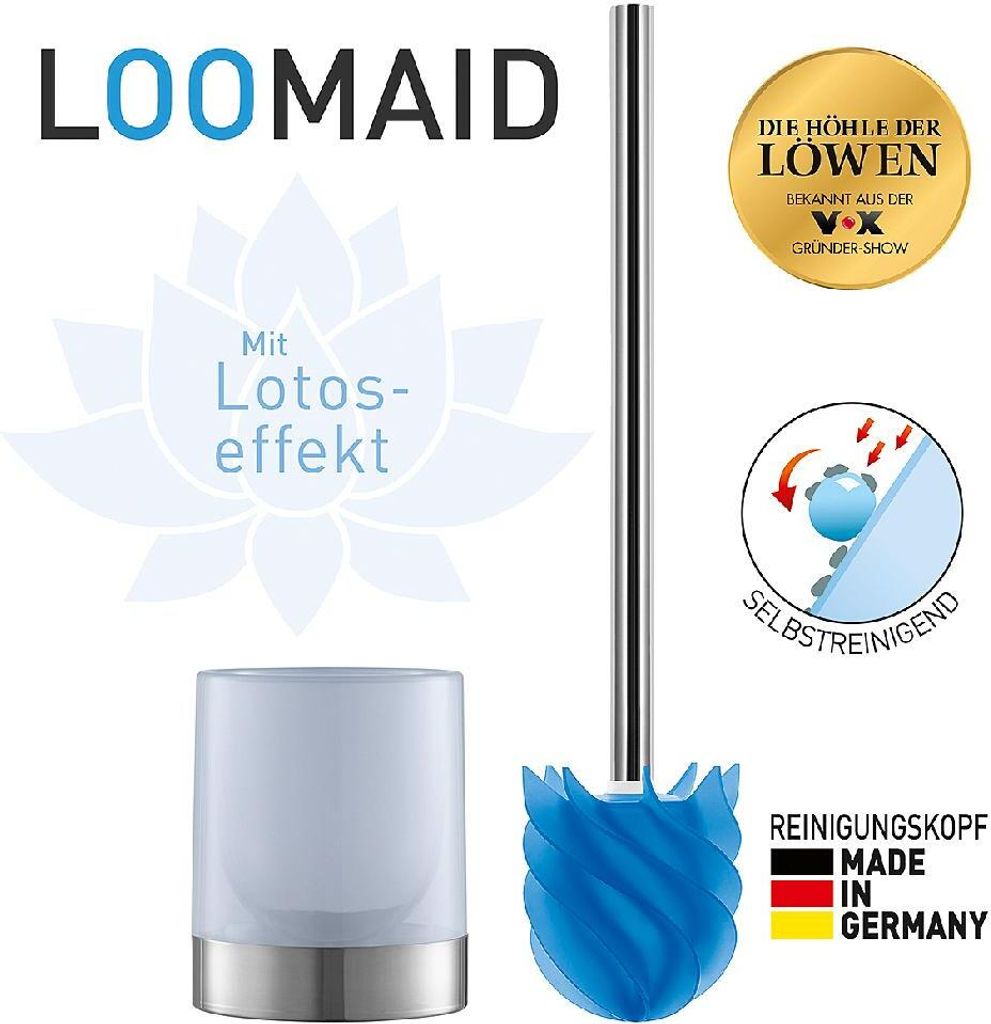 WC-Bürstengarnitur Loomaid edelstahl/blau mit Silikonkopf Produktbild 2