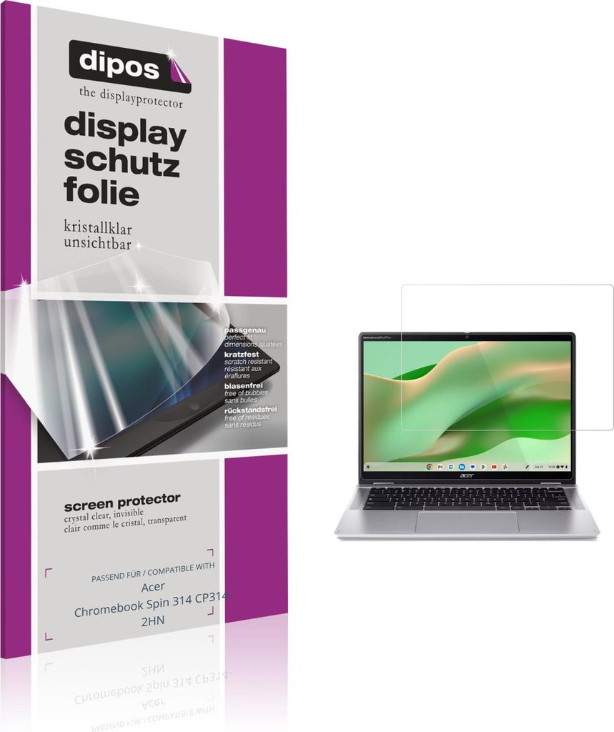 2x Schutzfolie für Acer Chromebook Spin 314 CP314-2HN klar Displayschutzfolie Folie Display Schutz dipos