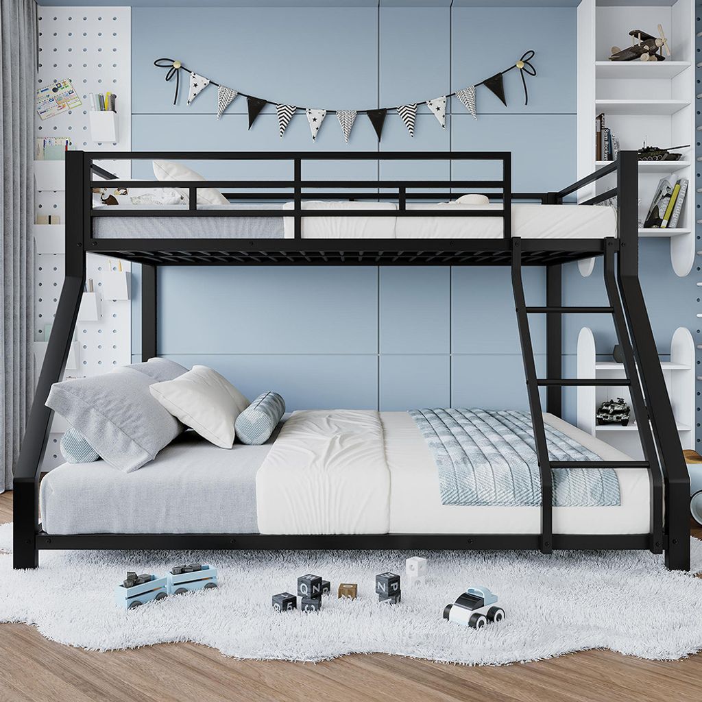 Sweiko etagesbed, 90x200 cm, 140x200 cm, met spijlen, trap, Productafbeelding 