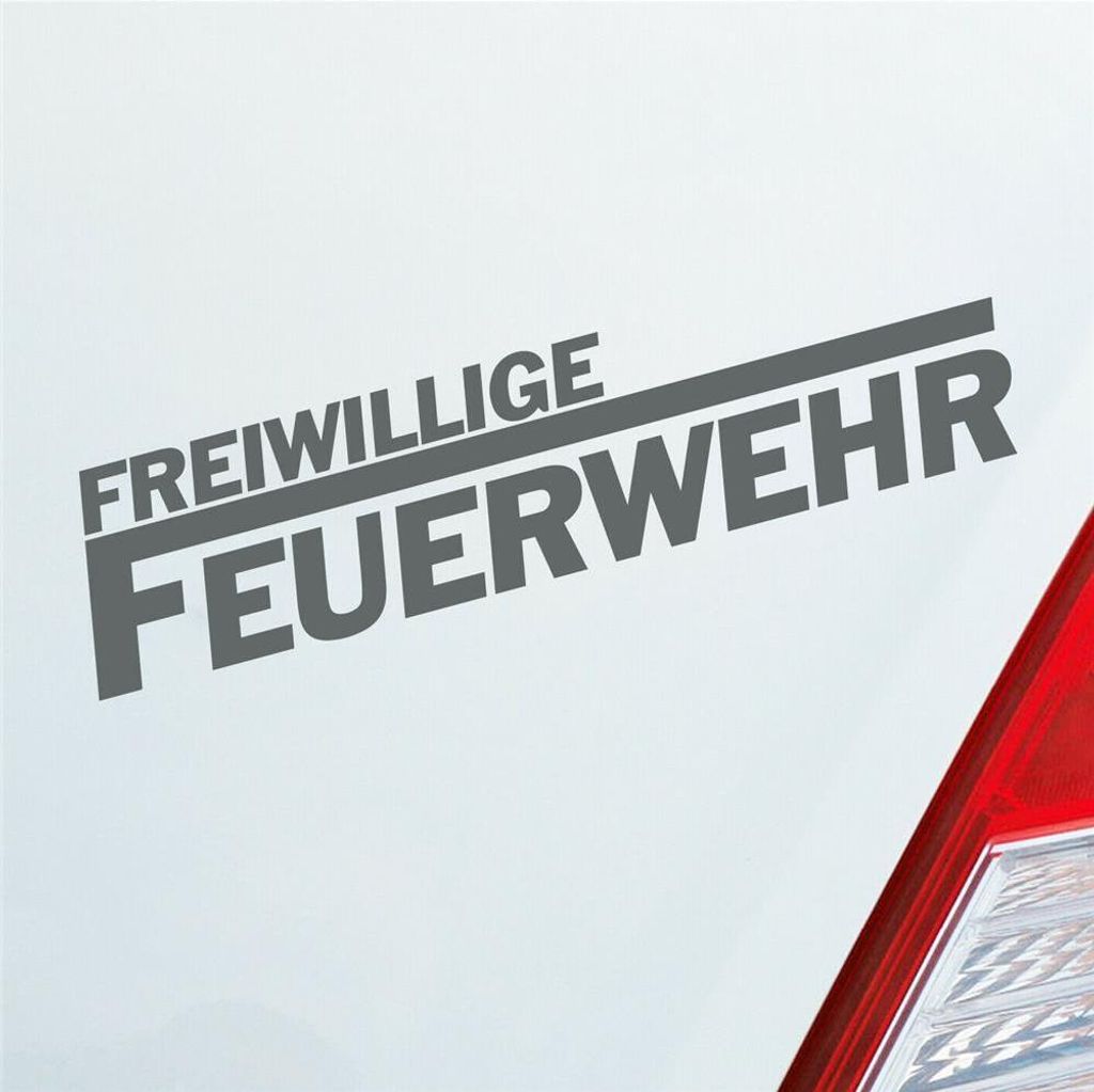 Auto Aufkleber Freiwillige Feuerwehr langes F Leben 19,5x4,5 cm Grau Sticker Heckscheibenaufkleber