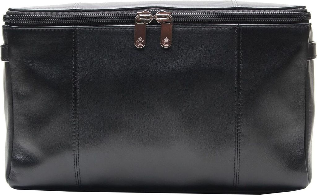 Esquire Leder Utensilientasche Spa Cosmetic Bag Black schwarz