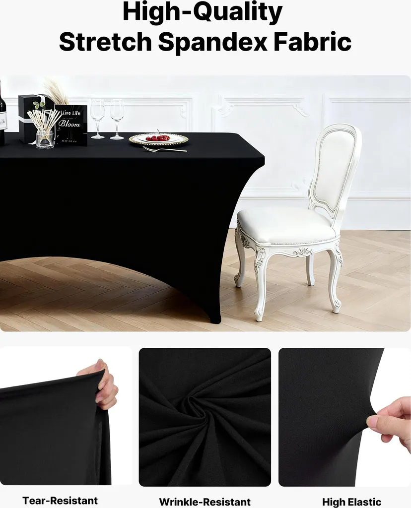 Set 10 Tovaglie Elasticizzate VEVOR Nere per Matrimoni e Feste - 3