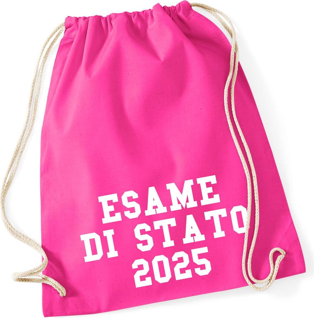 Huuraa Turnbeutel Esame di Stato 2025 Abschluss Italien 12 Liter Fuchsia Baumwolle Rucksack Geschenkidee