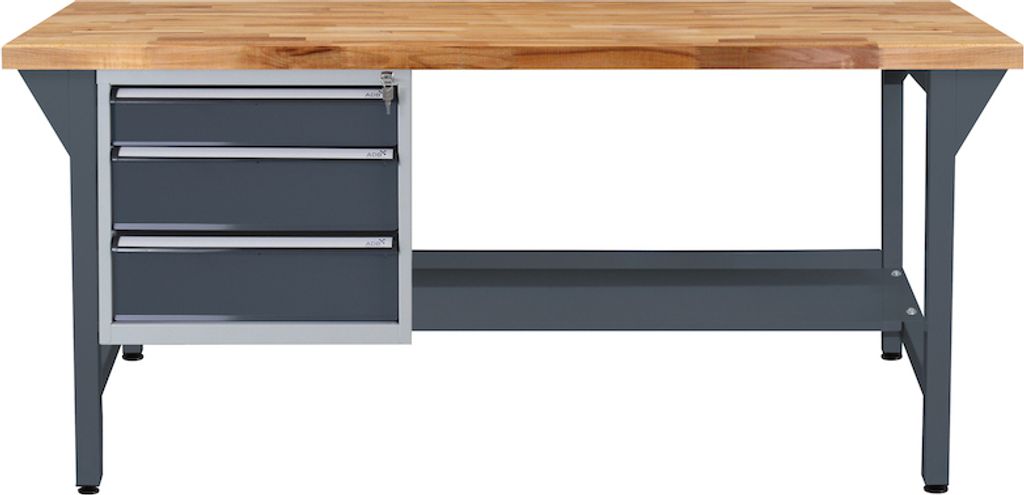 Werkbank Rhino Plus mit 3 Schubladen | HxBxT 84x150x70cm | Traglast 500kg | Anthrazitgrau/Anthrazitgrau