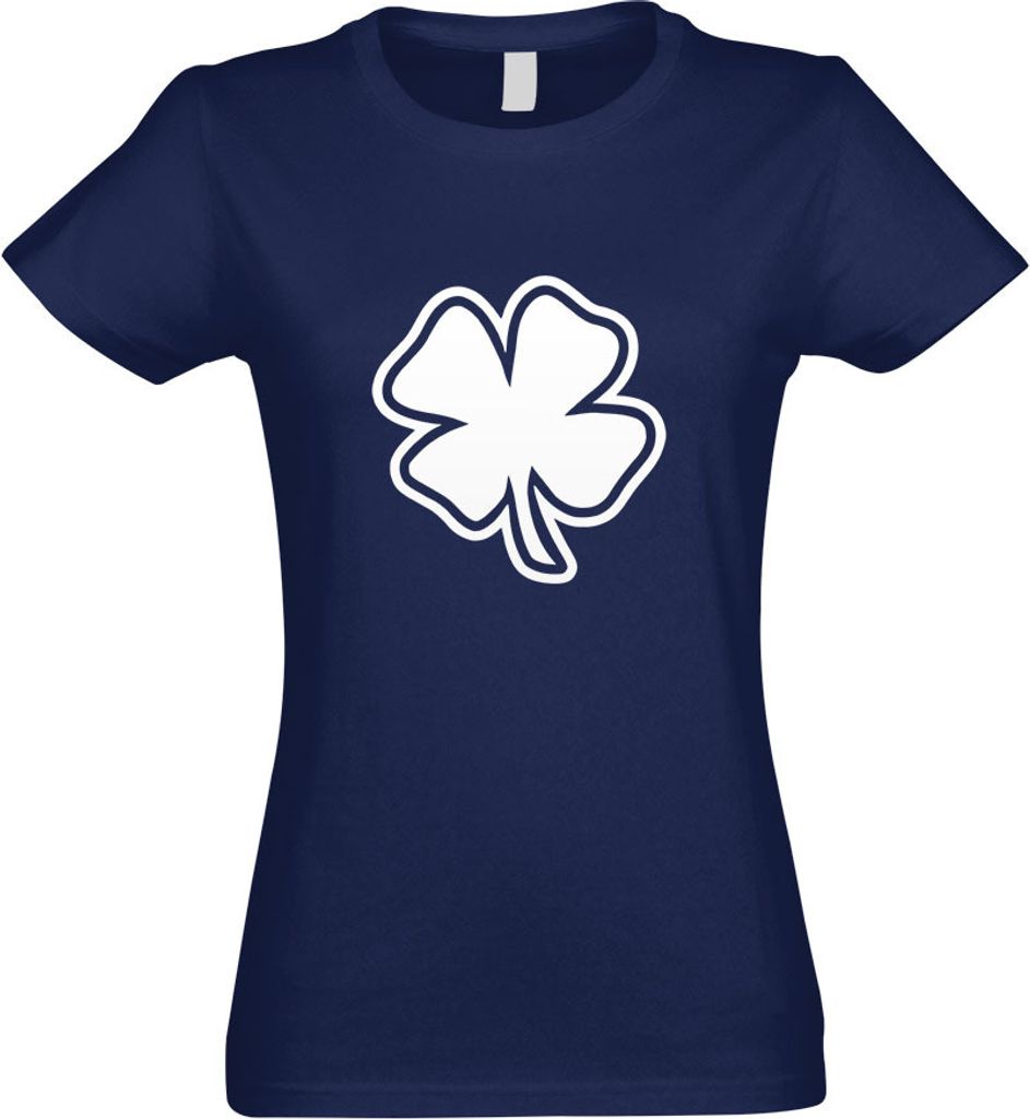 Kiwistar - T-Shirt tailliert - Damen - Navy - Kleeblatt - Glück - mit Motiv Bedruckt - Funshirt Design - Sport - Freizeit - Damen - M