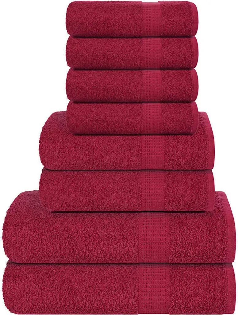 Stock 8 Asciugamani Bordeaux 360g/m² Professionali | Cotone 100%