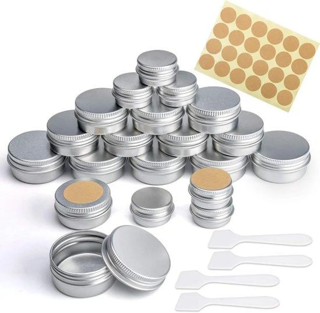Pots en aluminium hermétiques et opaques pour lotions avec étiquettes