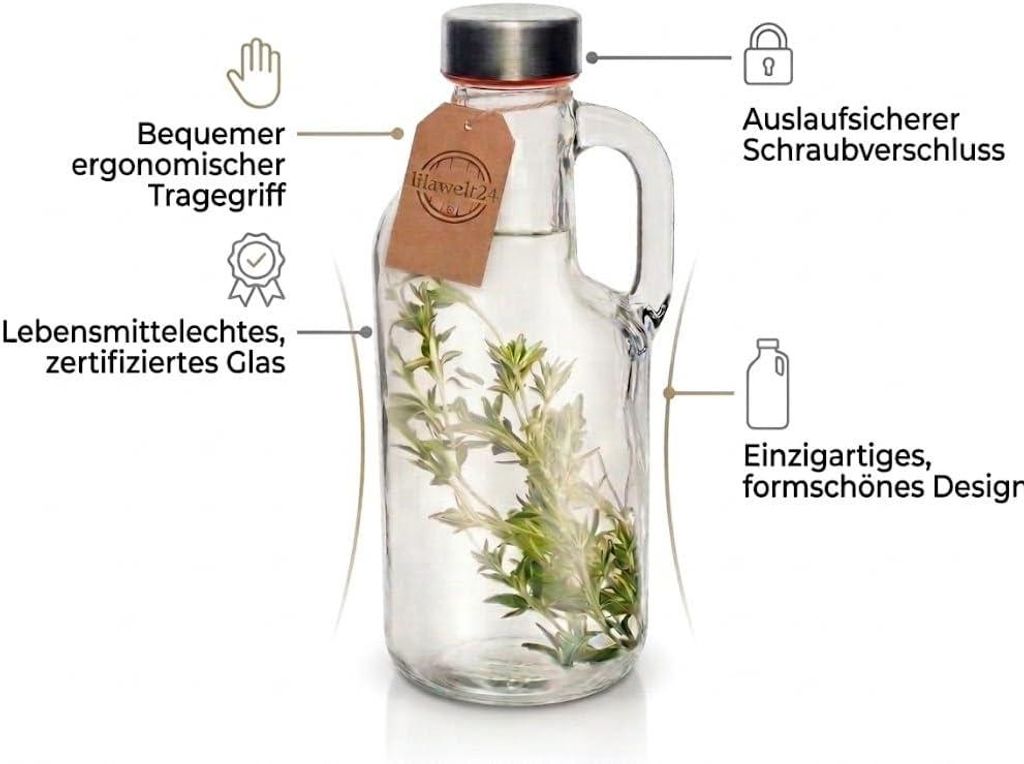 1,1 L Glasflasche Zum Befüllen Likörflaschen Essig-Öl