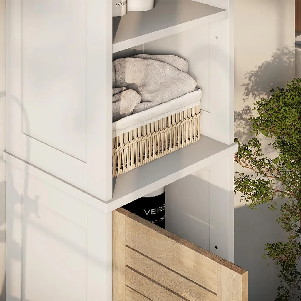 Ensemble salle de bain design blanc et chêne Vicco Looma 3 pièces robuste