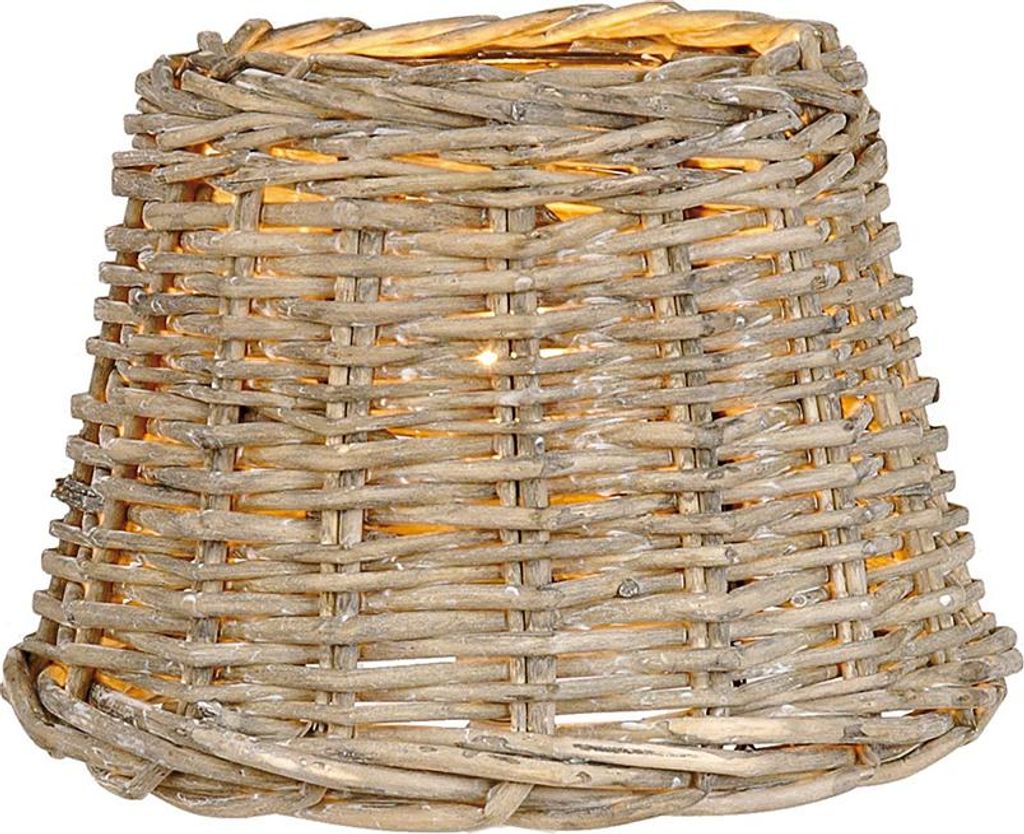 A close-up shot of a rattan lampshade.