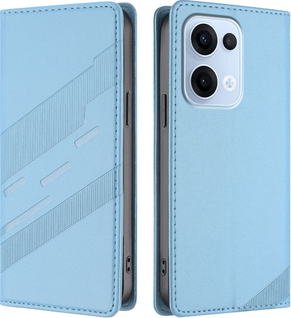 Hülle für Oppo Reno13, Kunstleder Brieftaschen Handyhülle mit Kartenfach und Standfunktion Hellblau