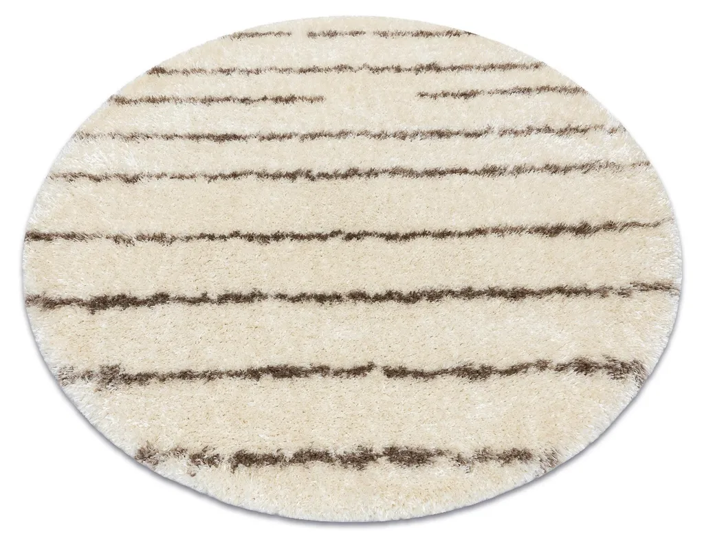 Tapis de Salon Rond 160 cm Shaggy Beige pour une Ambiance Chaleureuse