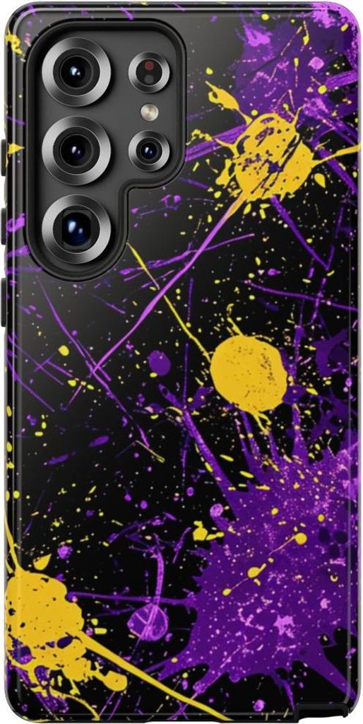 Abstrakte Farbkleckse in Lila und Gelb – Hülle Kompatibel mit Samsung Galaxy S25 Ultra
