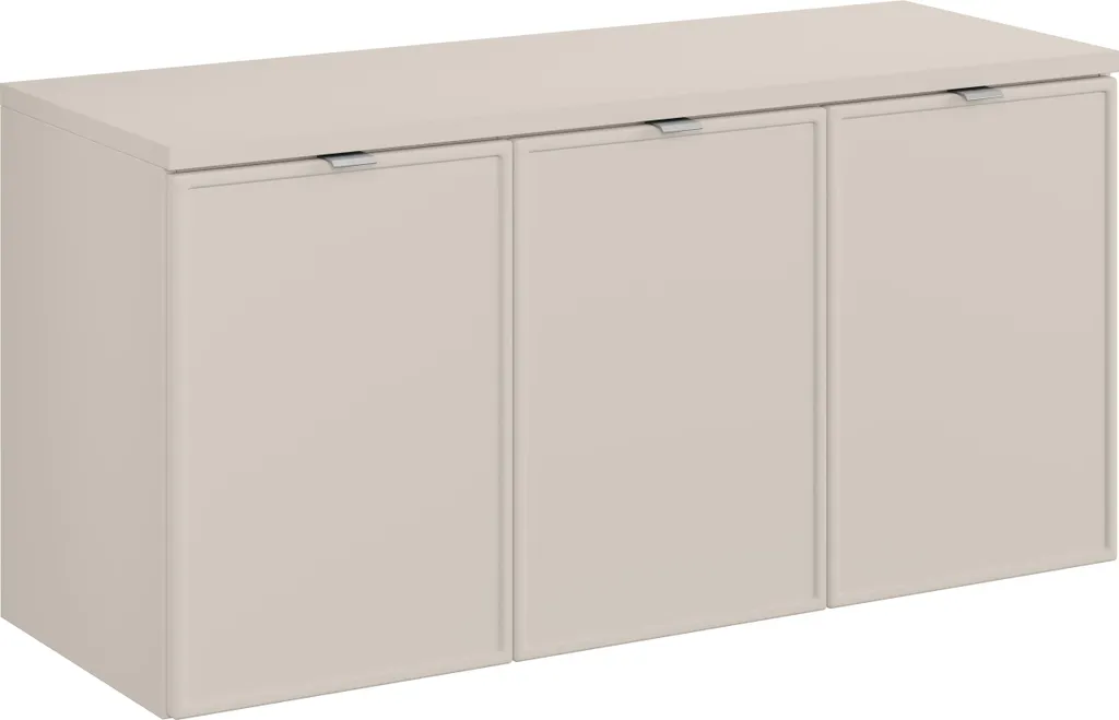 Grand meuble de rangement 120 cm cachemire mat avec plateau