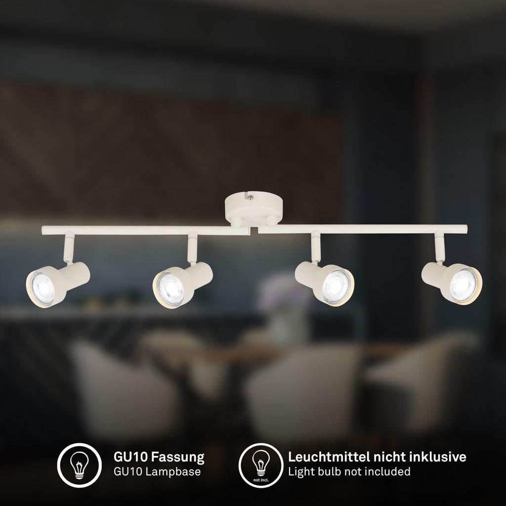 Briloner Deckenlampe Schwenkbar 60,5cm GU10 Fassung max. 9W 4-flammig Altweiß - Deckenstrahler Wohnzimmer Flur Küche Büro