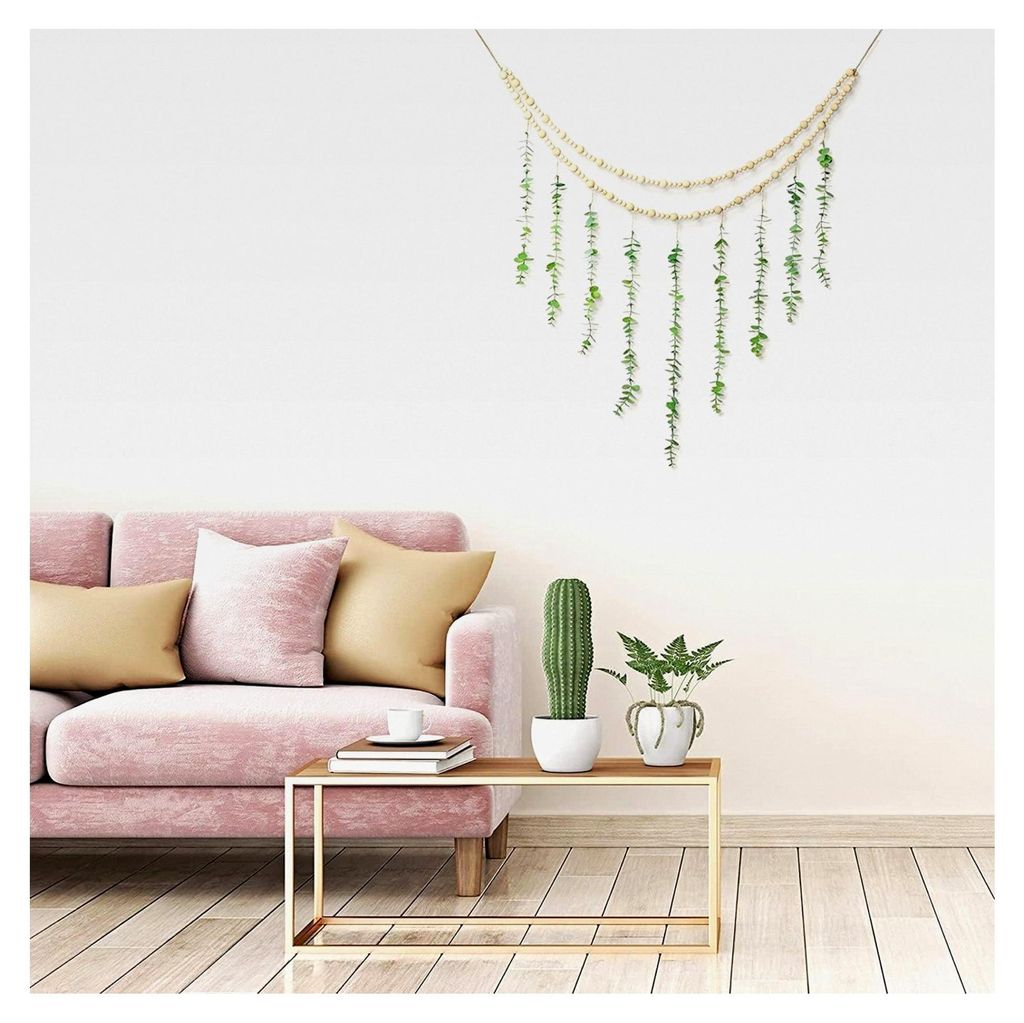 Boho Wandbehang mit künstlichen Hängepflanzen und Eukalyptus-Girlande für Wohn- und Schlafzimmer sowie Hochzeits- und Partydekoration
