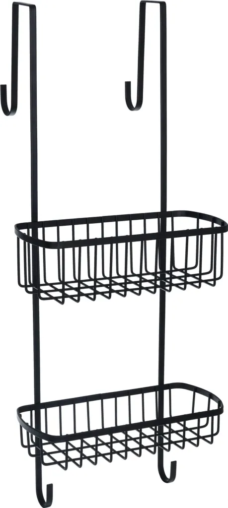 Mensola Doccia Nero Opaco 22x53x18cm | Organizer Bagno Sospeso Moderno