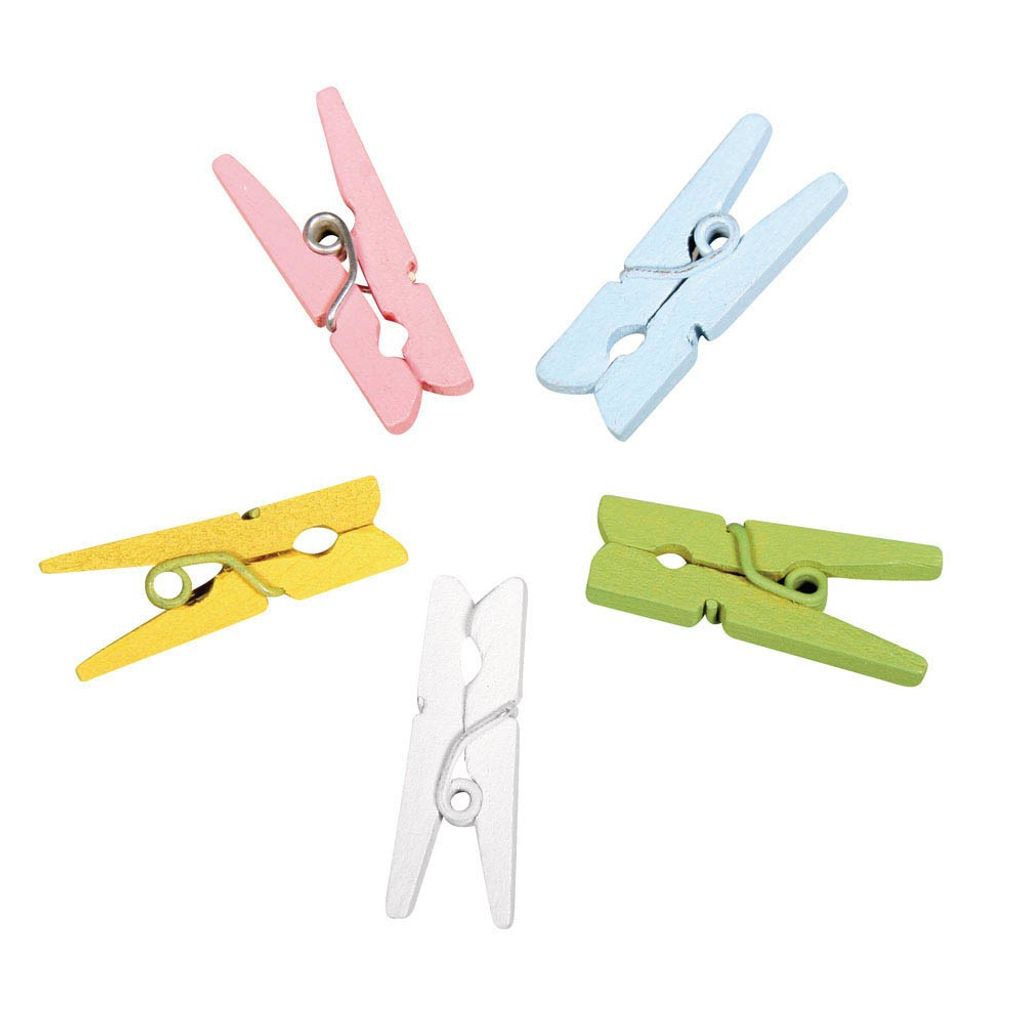 Rayher 56785000 20x Holzklammern farbig mini