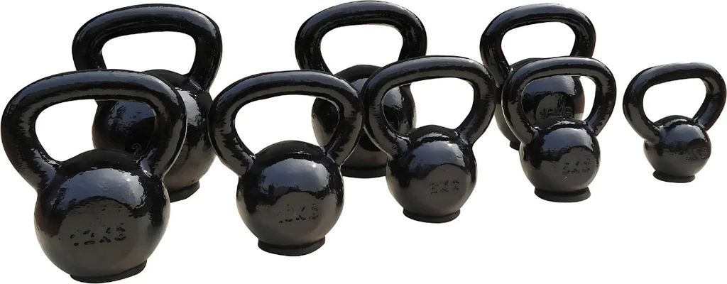 Toorx Fitness Kettlebell aus Gusseisen – mit Gummiunterlage – extra stabil – schwarz - 16kg