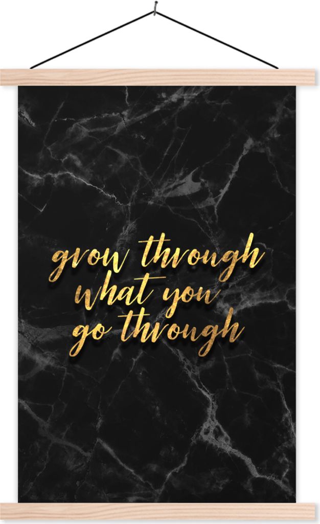 MuchoWow Textilposter Zitate - Motivation - Gold - Marmor 60x90 cm mit holzfarbenen Rahmen - Textil