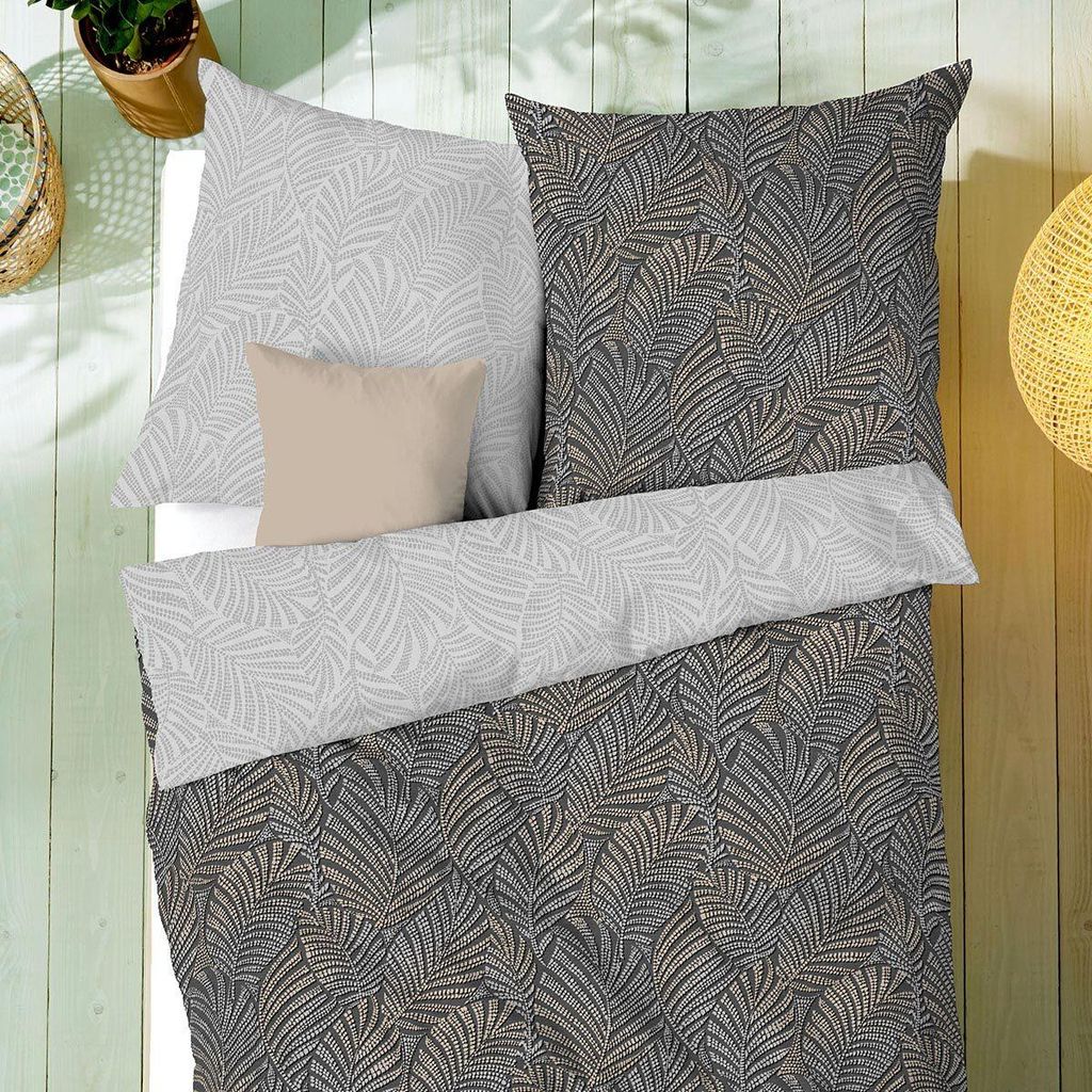 Kaeppel Mako-Satin Bettwäsche Ventura grau 155x220 cm + 80x80 cm
