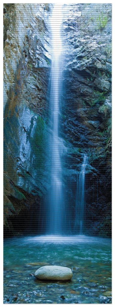 Wallario Duschmatte Antirutschmatte Badmatte Fußmatte Wasserfall bei Sonneneinfall, Größe ca. 180 x 65 cm