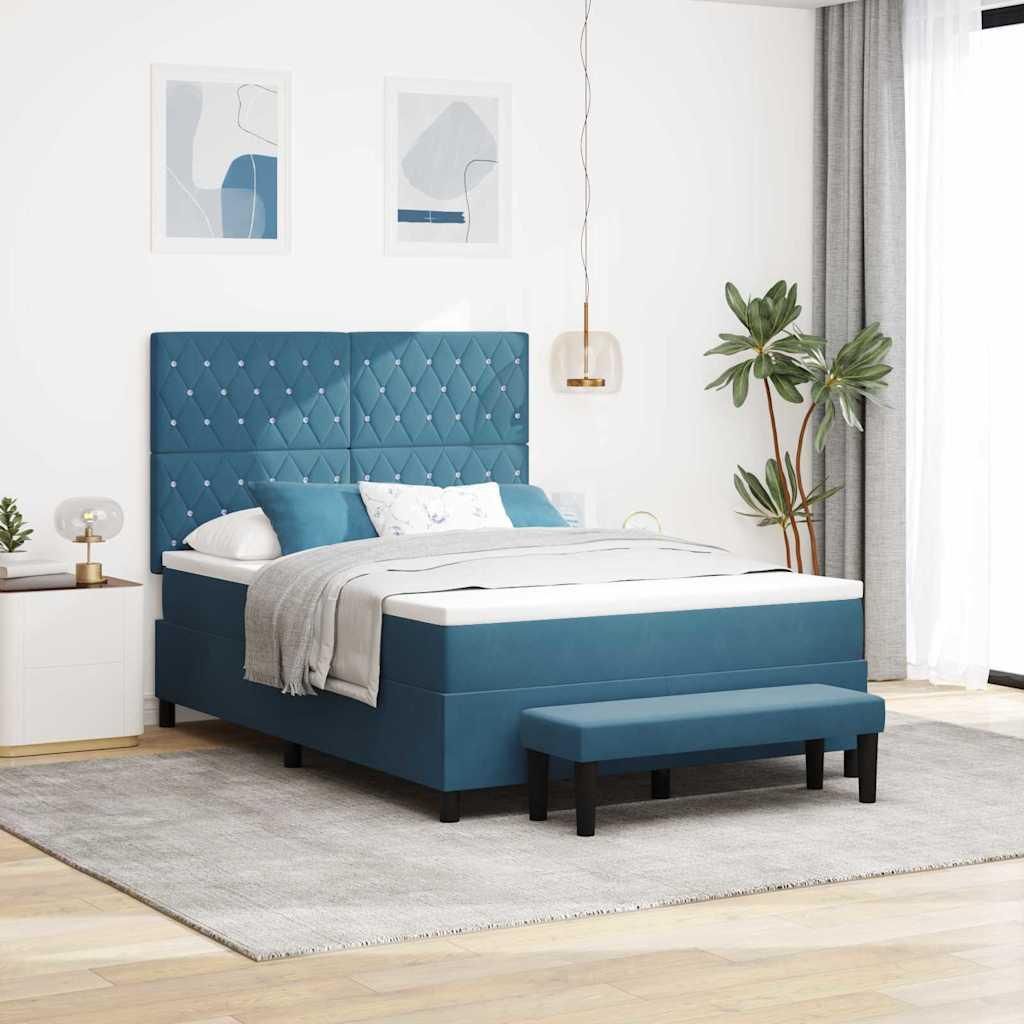 Maison Exclusive - Boxspringbett mit Kopfteil Dunkelblau 190 x 140 cm Samt