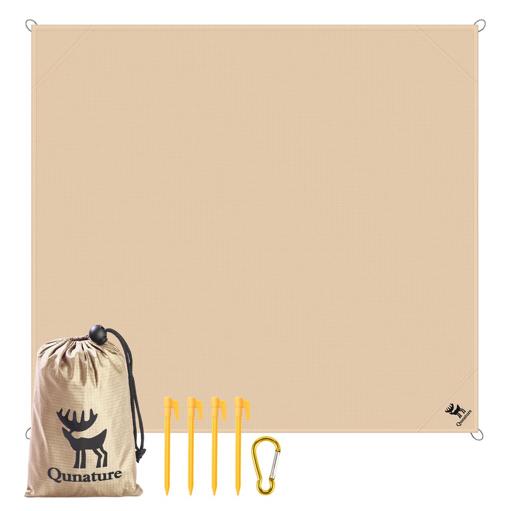 Qunature Picknickdecke Stranddecke icknickmatte Wasserdicht Tragbar 150*140cm Khaki