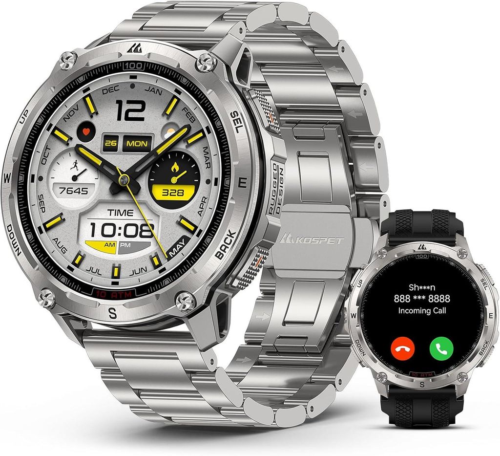 KOSPET TANK T4 Special Edition Smartwatch Herren, GPS, Militär Watch mit 2 Armbänder, 1,43" AMOLED, 10ATM, Offline-Karten, 50 Tage Akku, 180+ Spo...