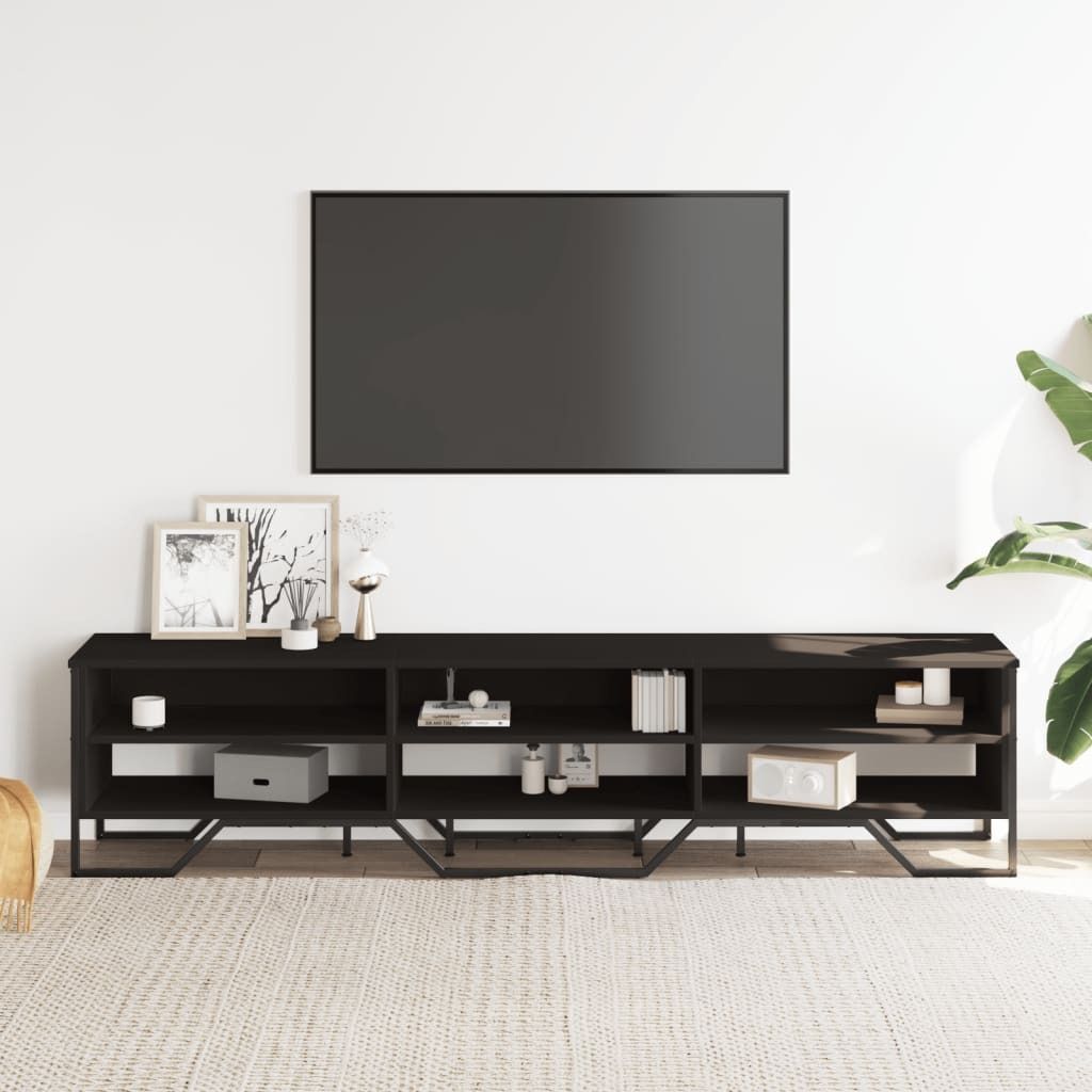 "Winterschlussverkauf "TV-Schrank Industriestil - CLORIS - Fernsehenschrank - Schwarz 180x34x41 cm Holzwerkstoff - NeuMöbel6154337