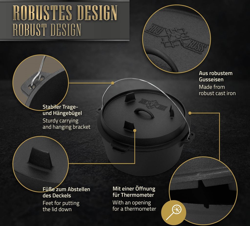 BBQ#BOSS Dutch Oven Set BBQ, 9 Liter, Schwarz, Produktbild 3