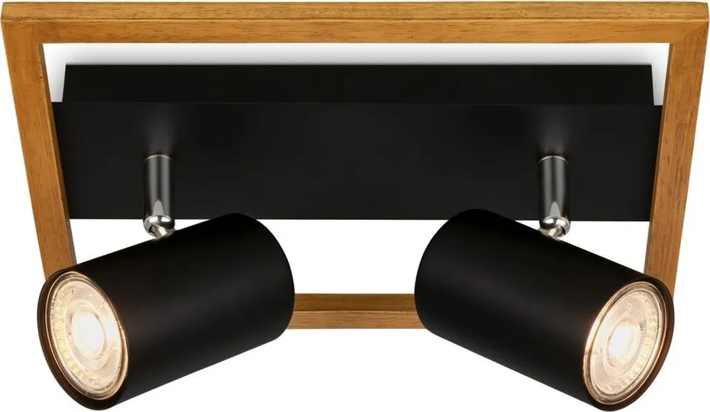 Spotlight Retrò Nero e Legno - Faretto Orientabile Stile Loft