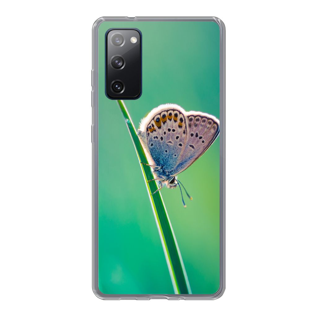 MuchoWow Handyhülle Schutzhülle Hülle für Samsung Galaxy S20 FE Schmetterling - Gras - Licht Silikon Softcase Handy Hülle - Abdeckung