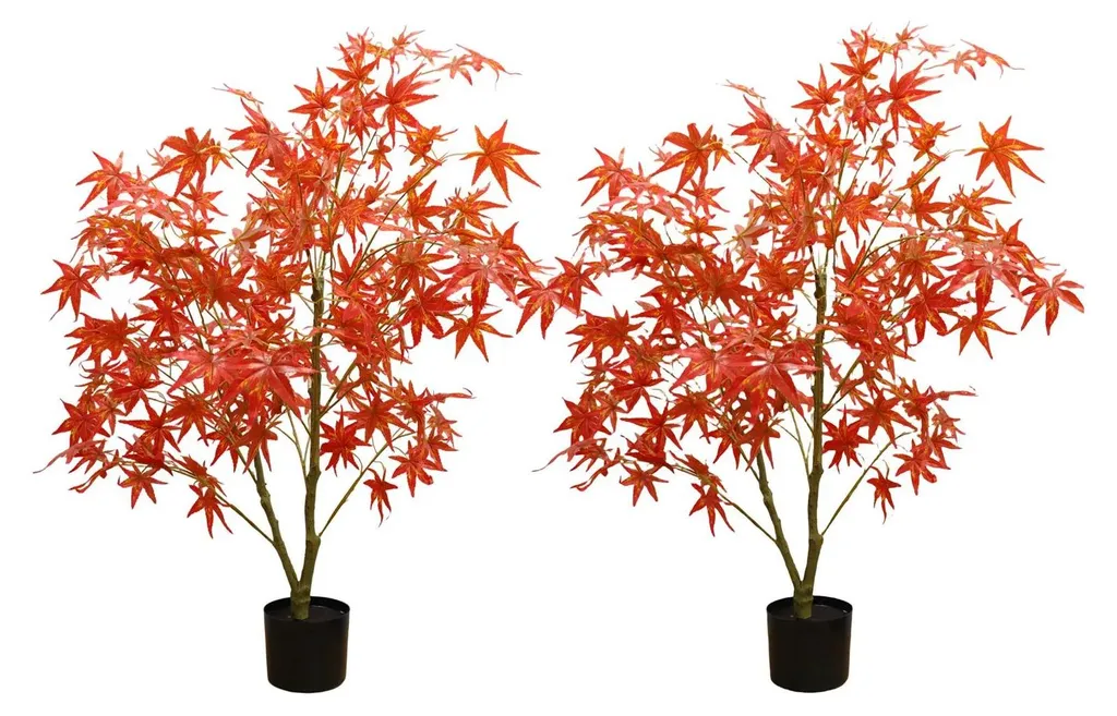 Érable artificiel rose foncé 120 cm en PE - Lot de 2 arbres de table