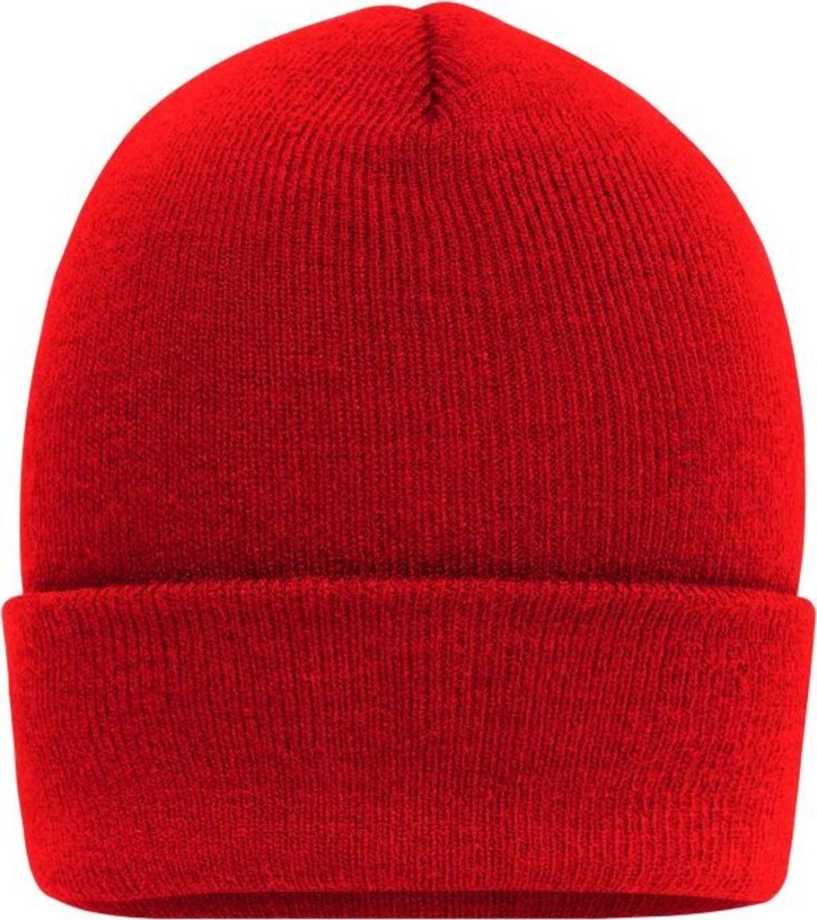 Klassische Strickmütze mit extra breitem Umschlag fire-red, Gr. one size