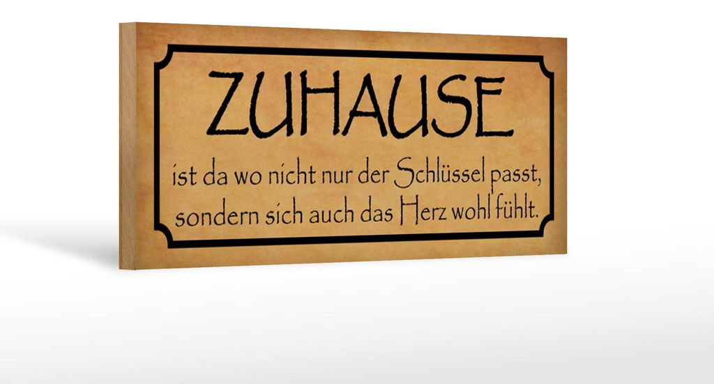 Holzschild Spruch 27x10cm Zuhause wo das Herz wohl fühlt