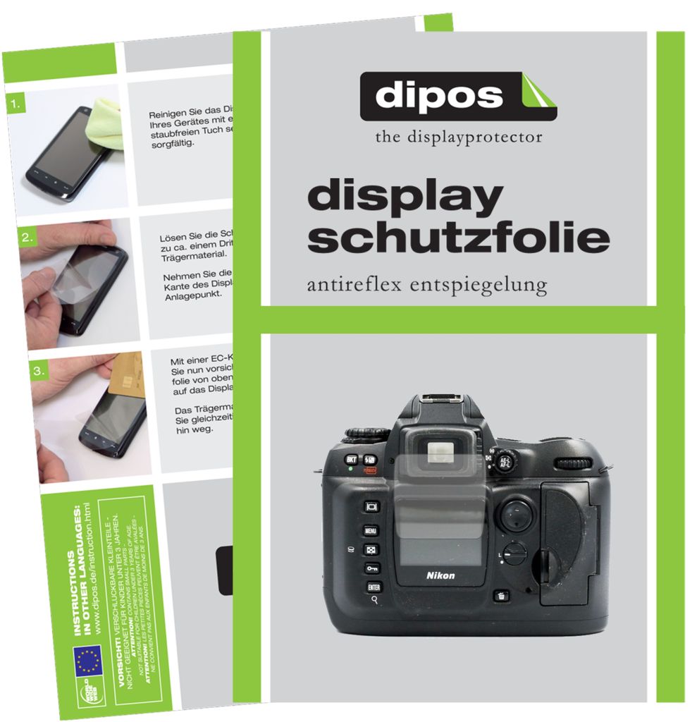 2x Schutzfolie für Nikon D100 matt Displayschutzfolie Folie Display Schutz dipos