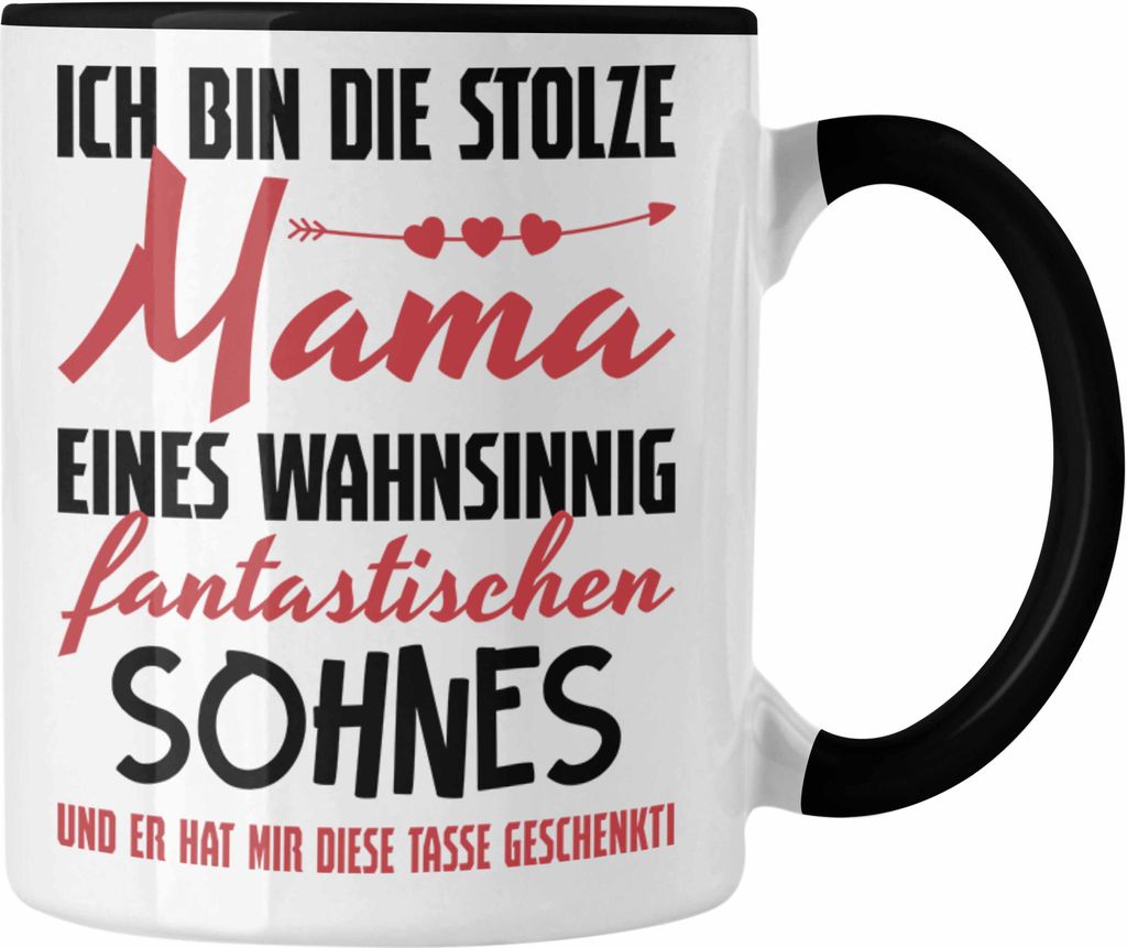 Trendation - Mama Geschenk von Sohn Tasse Geschenkidee Muttertag Kaffeetasse Spruch (Schwarz)